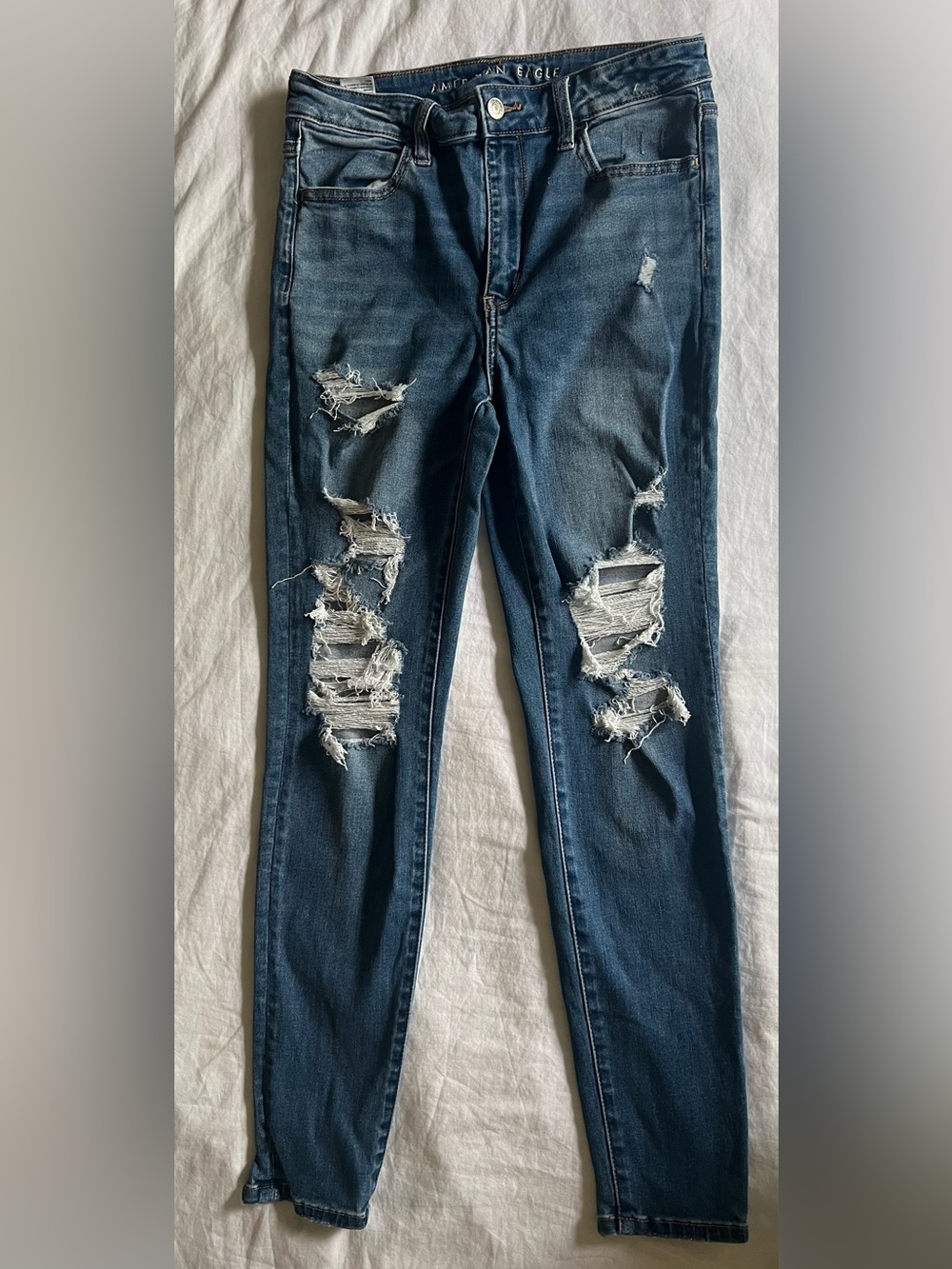 American Eagle Outfitters Dark Blue Ripped Skinny Jeans